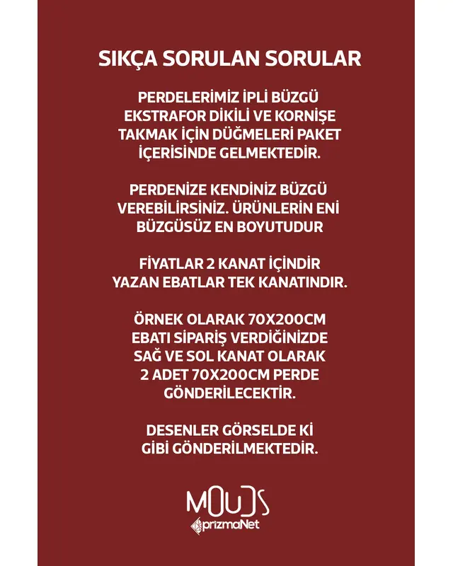 Burgundy 2 Desenli Süet Oturma Odası Salon Fon Perde Baskılı Ekstrafor Büzgü 2 Kanat PRD-1056 - 4