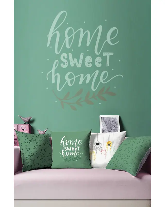 Double-Sided Printed Green Sweet Home Series Pattern Set of 4 Coordinated Suede Cushion Cover - PLG204 - 4