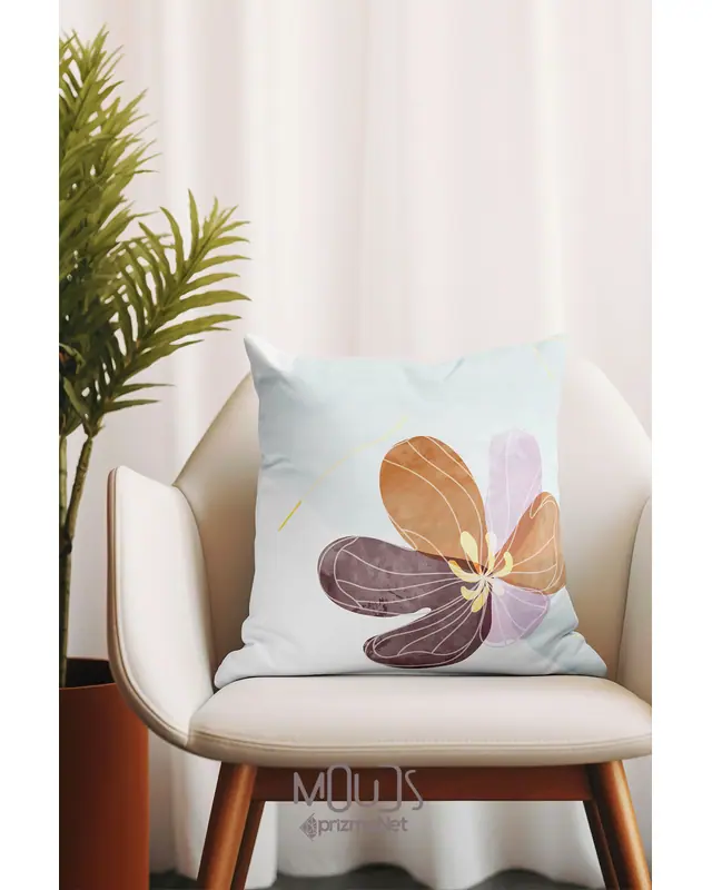 2'li Pastel Flower-2 Pattern Double-Sided Printed Suede Cushion Cover Set - 3