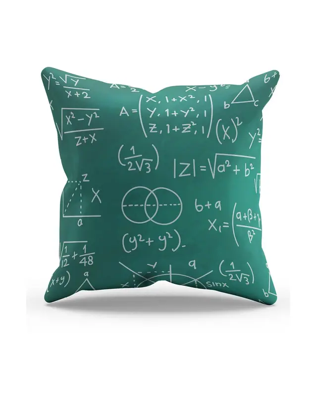 Matematik Pattern Double-Sided Printed Suede Cushion Cover