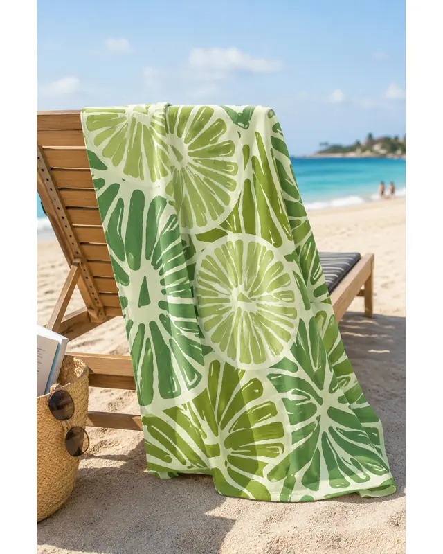 Dijital Baskılı 70x150cm Ekşi Ferahlık Desenli Plaj Havlusu - Banyo Havlusu - Deniz Havlusu - 4
