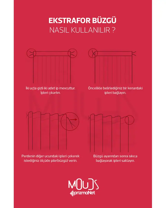 Kalpler Desenli Süet Oturma Odası Salon Fon Perde Dijital Baskılı Ekstrafor Büzgü 2 Kanat PRD-1042 - 4