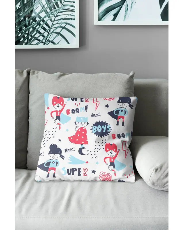 Double-Sided Printed Kids Pattern Set of 3 Coordinated Suede Cushion Cover - 5