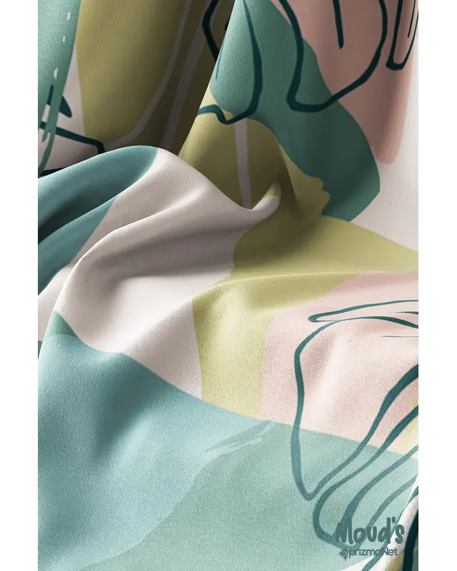 Green Garden Pattern Printed Suede Table Runner - 4