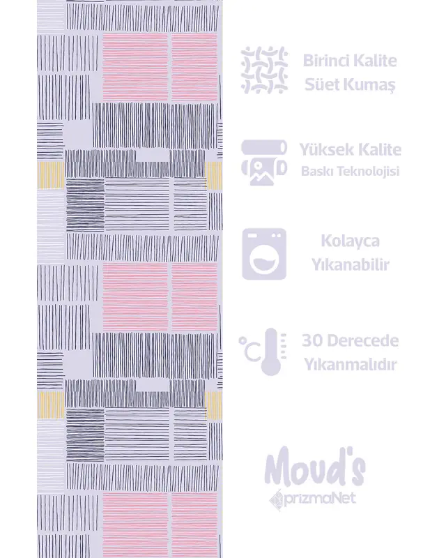 Lilac Striped Rectangular Easy-Care Suede-Feel Tablecloth - MS-47 - 2