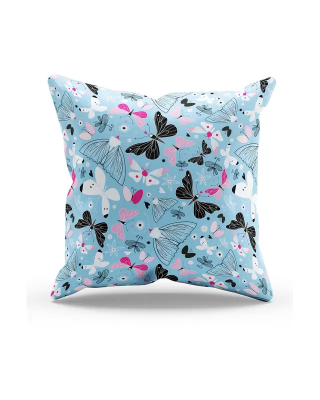 Green Blue Flowers Pattern Double-Sided Printed Single Cushion Cover - 5