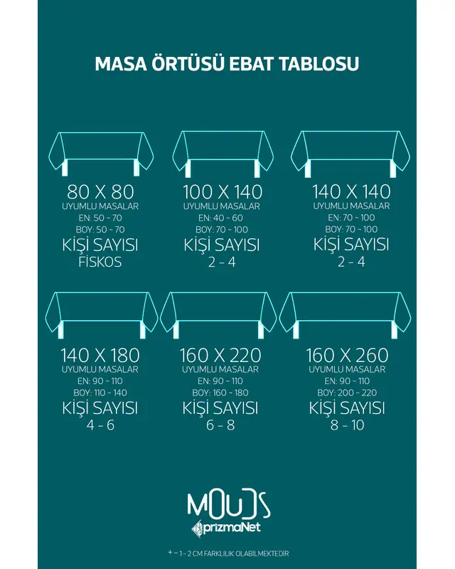 Turquoise Ornament Islamic Rectangular Easy-Care Suede-Feel Tablecloth - MS-230 - 3