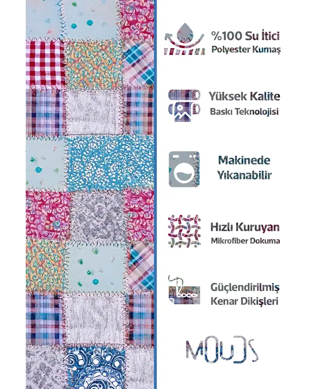 Shower Curtain, Colorful Patches Patterned Shower Curtain, Bathtub Curtain, Rings Included 175x200cm - BP-05 - 2