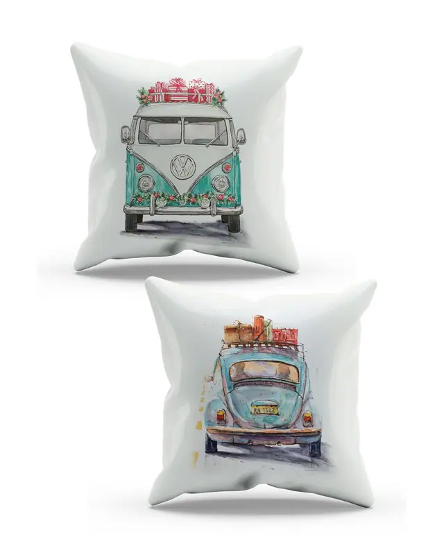 2'li Vosvos Pattern Double-Sided Printed Suede Cushion Cover Set
