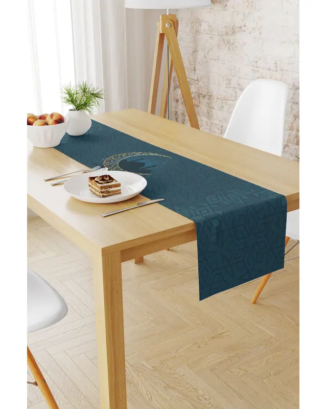 Ramadan Pattern 40X140 Table Runner, Easy-Care Suede Textured Runner, Stain-Resistant Runner