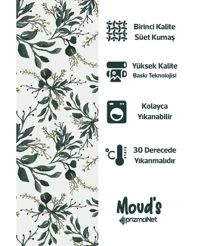 Dark Green Flowers Round Easy-Care Suede-Feel Tablecloth - MSY-135 - 2