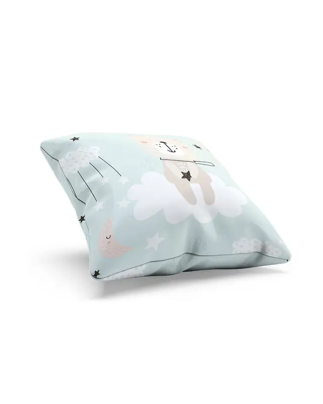 2'li Sleepy Ayıcık Pattern Double-Sided Printed Suede Cushion Cover Set - 6