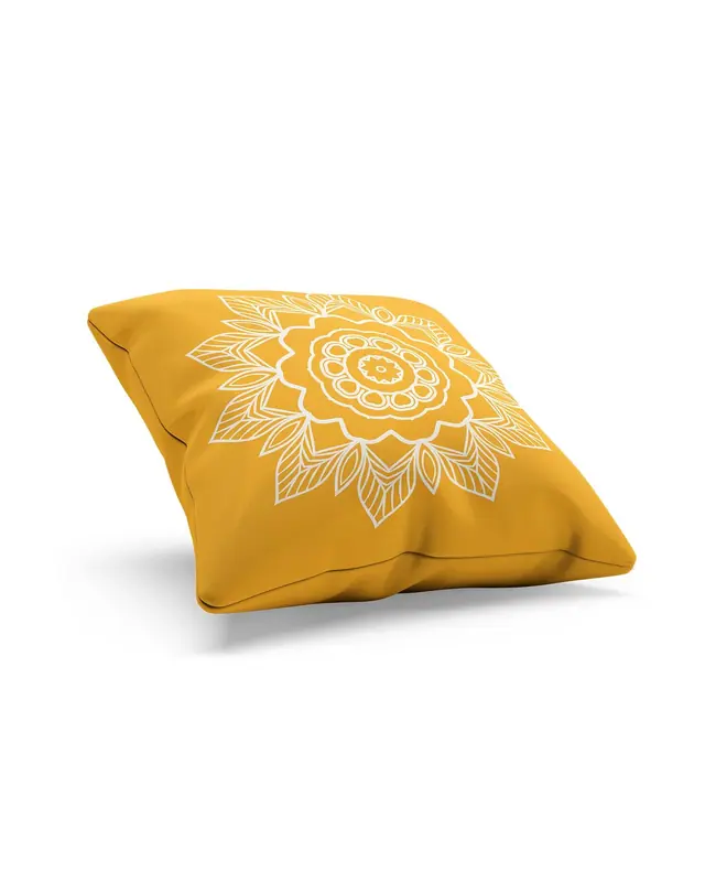 Orange Mandala Line Pattern Double-Sided Printed Suede Cushion Cover - 2
