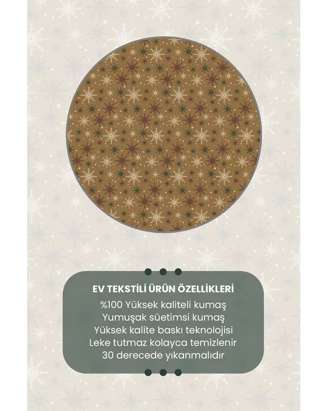 Double-Sided Printed Set of 4 Brown Snowflakes Christmas Pattern Cushion Cover New Year PL1133-4LÜ - 5