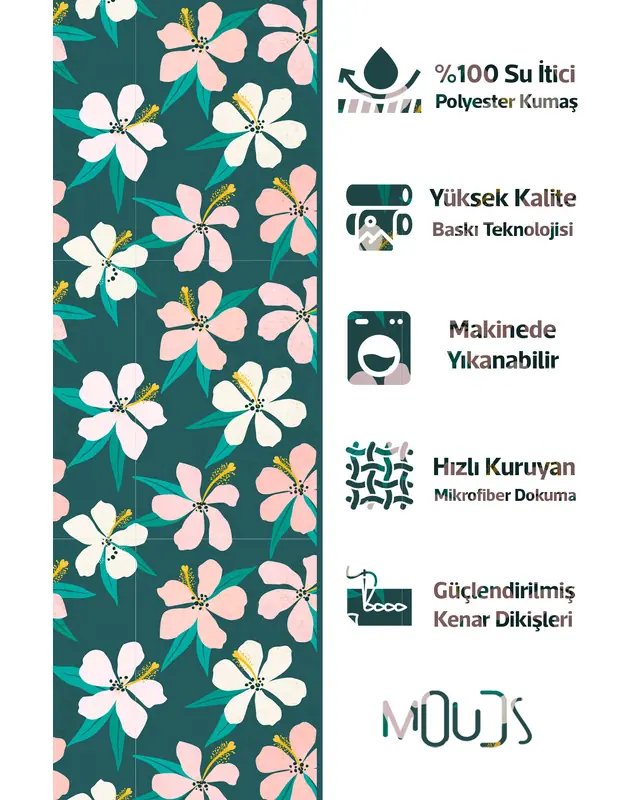 Shower Curtain, Dark Green Daisy Patterned Shower Curtain, Bathtub Curtain, Rings Included 175x200cm - BP-31 - 2