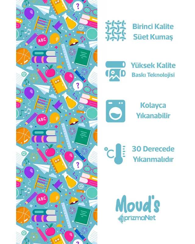 Matematik Kimya Müzik Desenli Süet Dertsiz Masa Örtüsü - 2