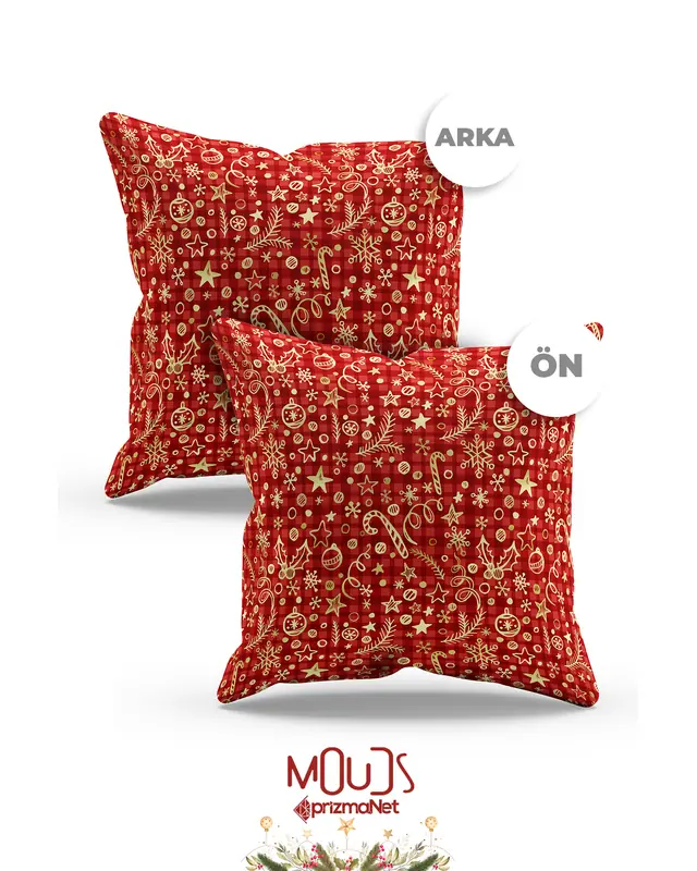 Red Christmas Pattern Double-Sided Printed Suede Cushion Cover PL1121 - 3