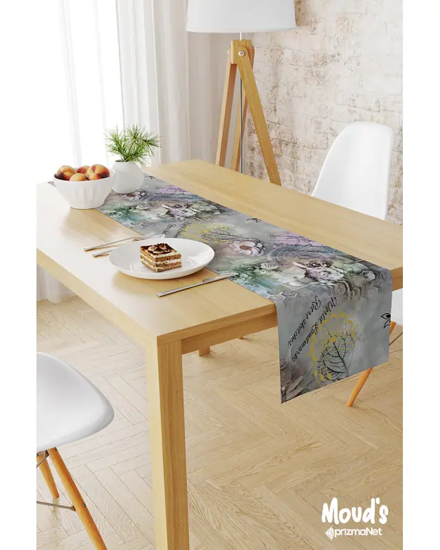Classic Pattern 2 Pattern Printed Suede Table Runner