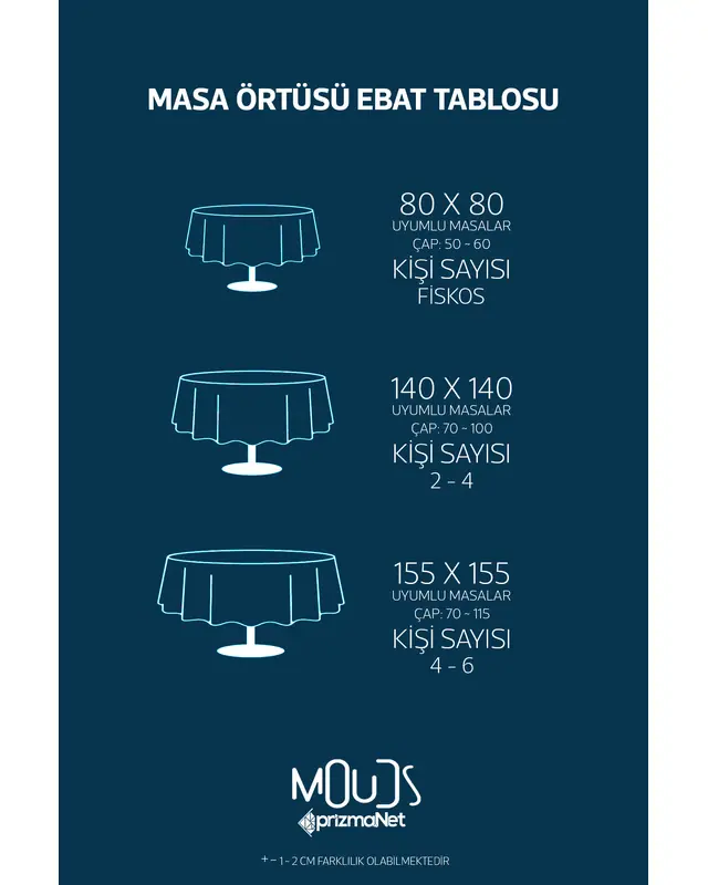 Mavi Yılbaşı Şeker Kamışı Desenli Yuvarlak Süet Dertsiz Masa Örtüsü - 5