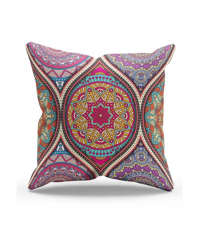 Çift Tarafı Baskılı Anatolia-7 Desenli Süet Kırlent Kılıfı