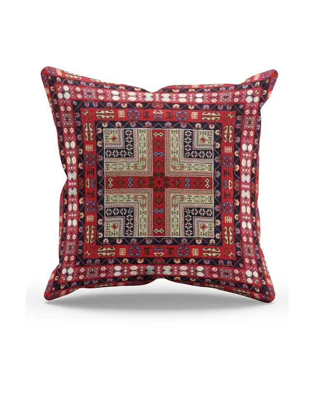 Double-Sided Printed Türkiye Kilim Pattern Set of 4 Coordinated Suede Cushion Cover - 4