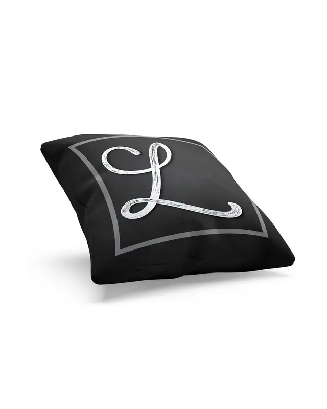 L Letter Pattern Double-Sided Printed Suede Cushion Cover - 2