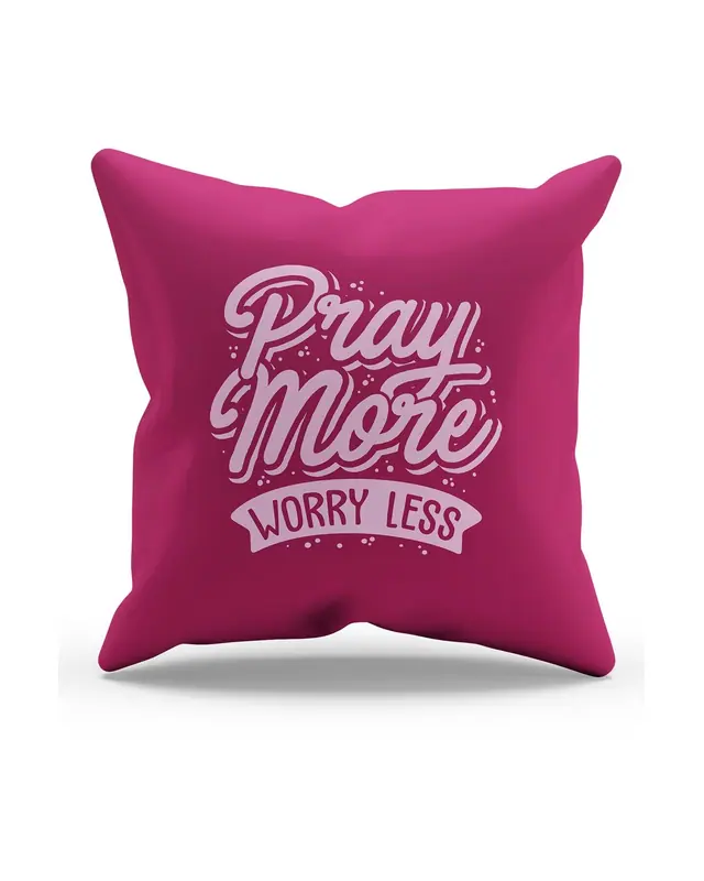 Pink Happy Words Pattern Double-Sided Printed Suede Cushion Cover