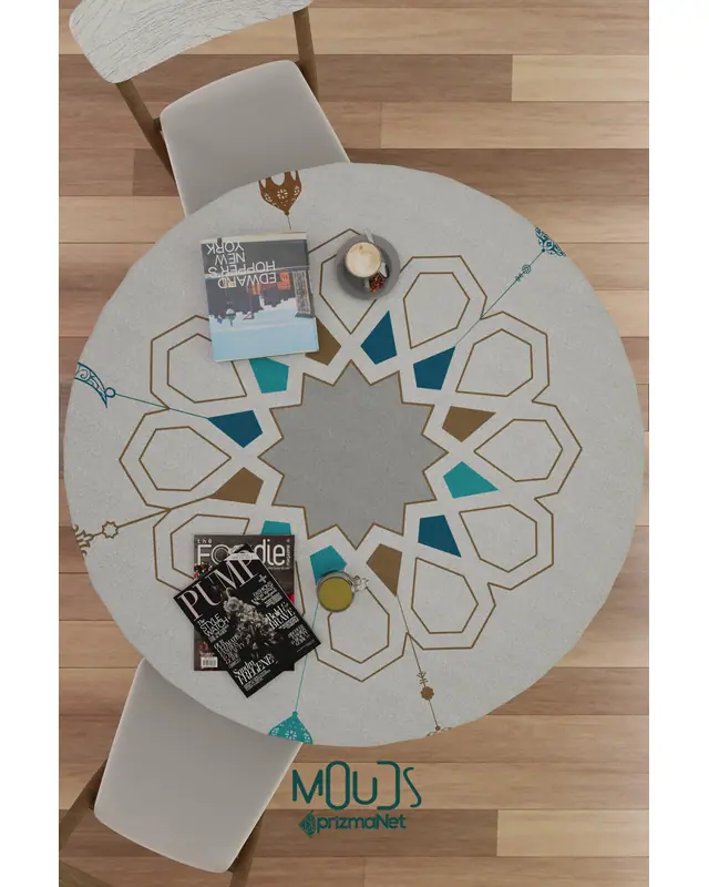 Ramadan Pentagon Round Easy-Care Suede-Feel Tablecloth - MSY-248 - 2