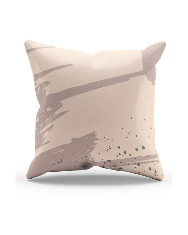 Double-Sided Printed Brown Brush Pattern Set of 4 Coordinated Suede Cushion Cover - 4