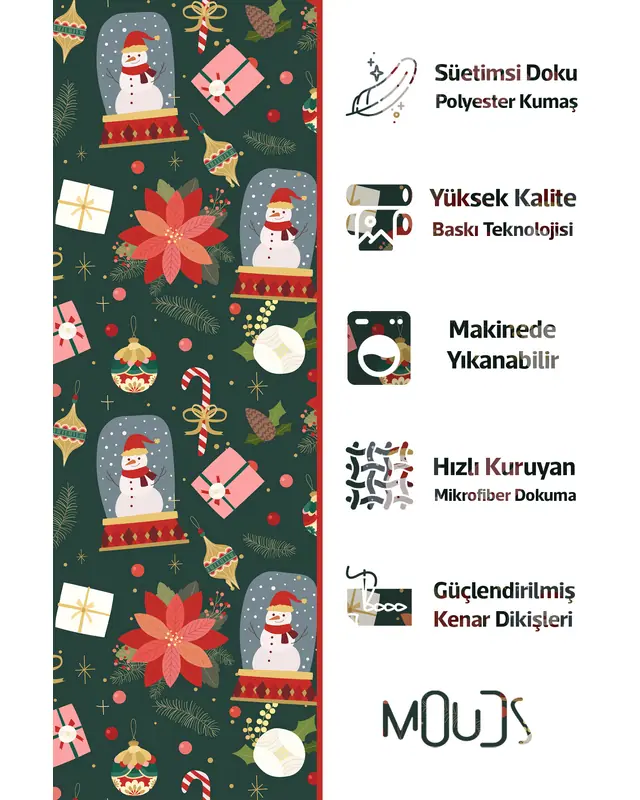 Green Christmas Patterned Kitchen Apron, Chef Apron, Waiter Apron, Restaurant Apron - MTF-77 - 3