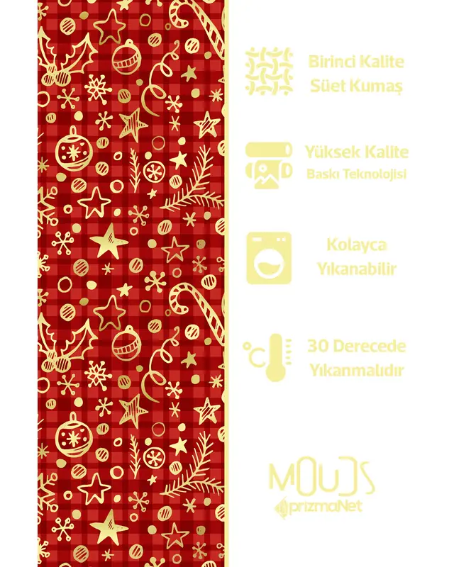 Red Christmas Rectangular Easy-Care Suede-Feel Tablecloth - MS-191 - 3