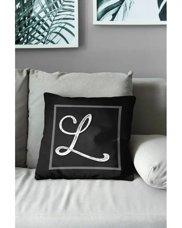 L Letter Pattern Double-Sided Printed Suede Cushion Cover - 3