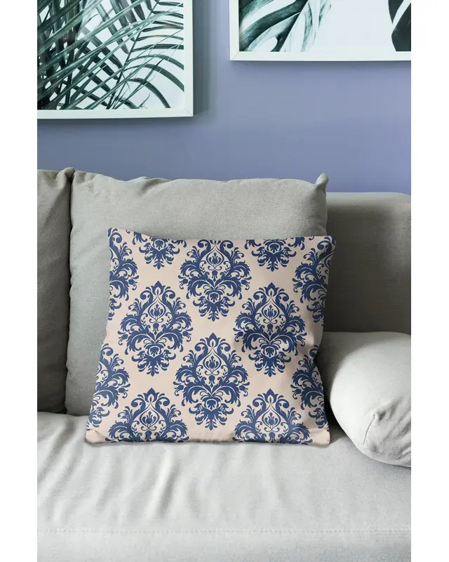 Navy Vintage-3 Pattern Double-Sided Printed Suede Cushion Cover - 3
