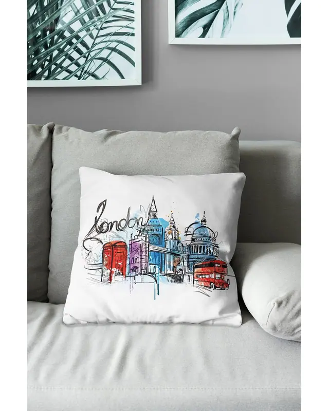 Londra Pattern Double-Sided Printed Suede Cushion Cover - 3