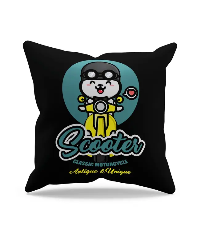 Scooter Cat-1 Pattern Double-Sided Printed Suede Cushion Cover PL799