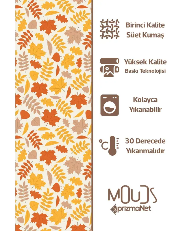 Suede Textured Fabric Autumn Leaves Patterned Kitchen Apron, Chef Apron, Waiter Cover, Restaurant Apron - MTF-13 - 3