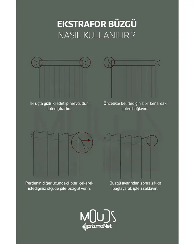 Soft Oval Desenli Süet Oturma Odası Salon Fon Perde Baskılı Ekstrafor Büzgü 2 Kanat PRD-1111 - 5