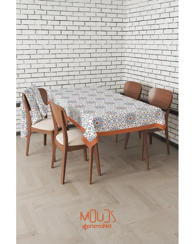 Complex Circle Islamic Rectangular Easy-Care Suede-Feel Tablecloth - MS-221 - 3