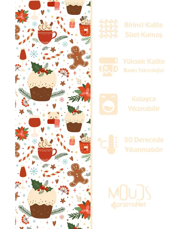 Christmas Cake Round Easy-Care Suede-Feel Tablecloth - MSY-200 - 3
