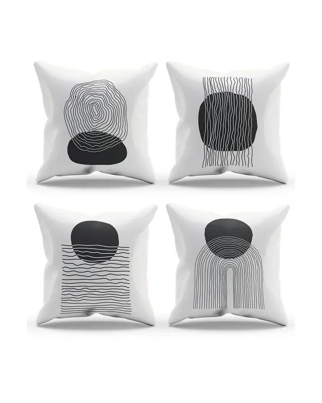 Double-Sided Printed Real Art Pattern Set of 4 Coordinated Suede Cushion Cover - 3