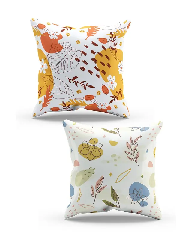2'li Autumn Series-2 Pattern Double-Sided Printed Suede Cushion Cover Set