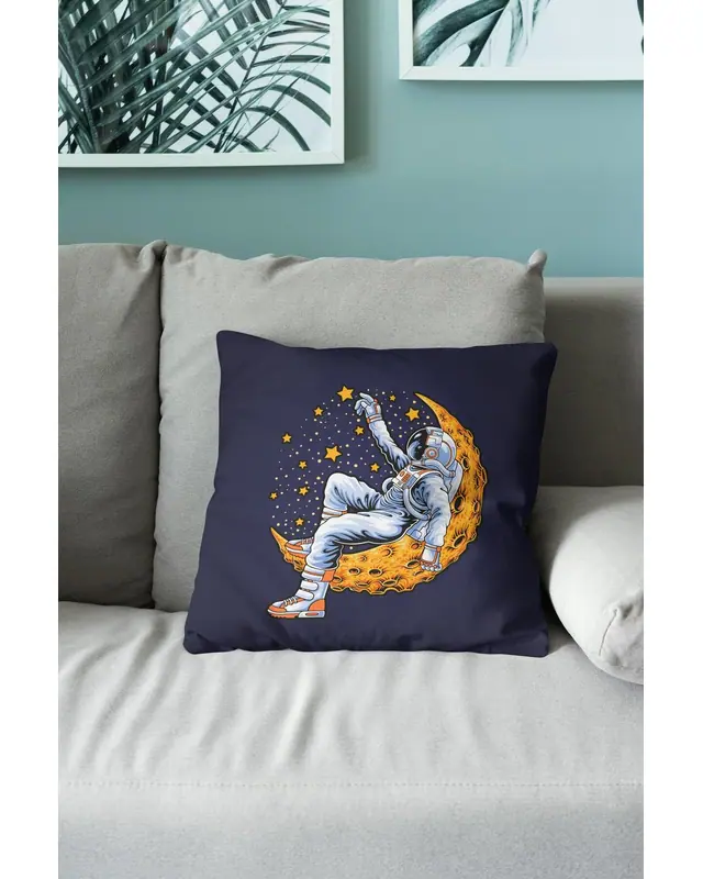 Purple Astronaut Pattern Double-Sided Printed Suede Cushion Cover PL775 - 2