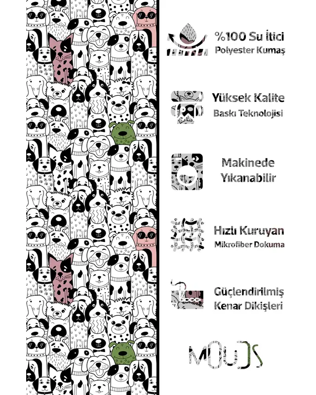 Shower Curtain, Black Dogs Patterned Shower Curtain, Bathtub Curtain, Rings Included 175x200cm - BP-18 - 2