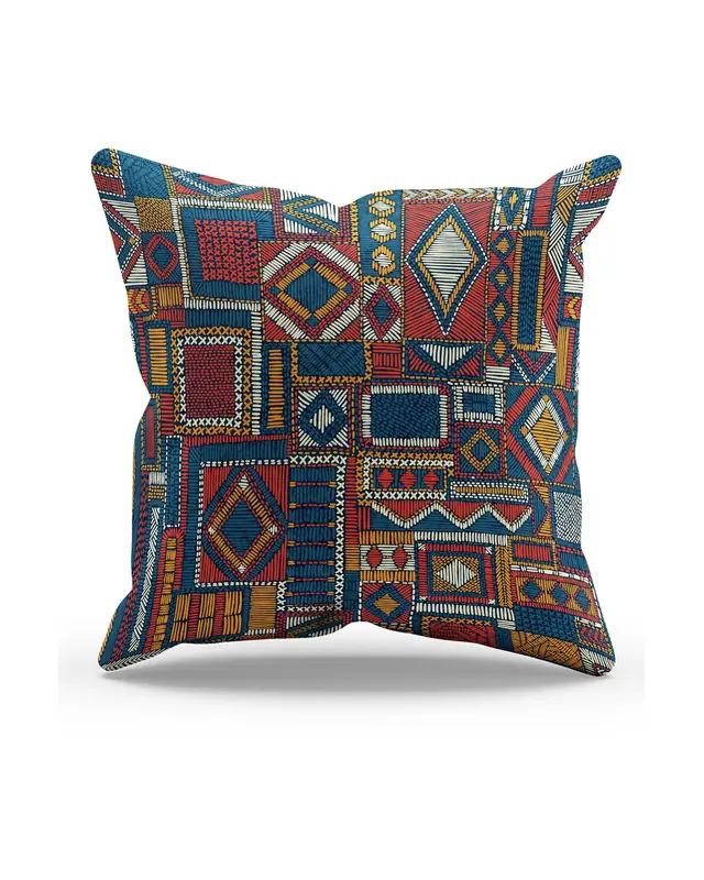 Çift Tarafı Baskılı Anatolia-6 Desenli Süet Kırlent Kılıfı