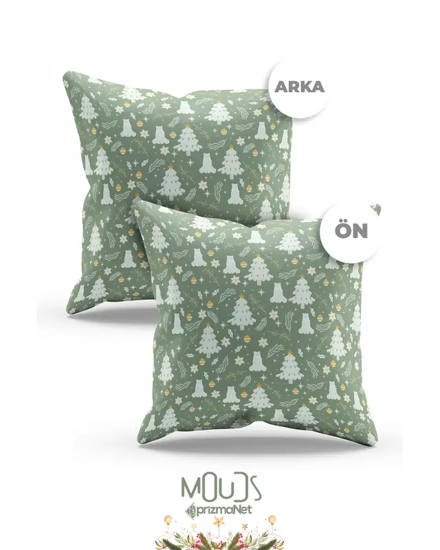 Haki Christmas Pattern Double-Sided Printed Suede Cushion Cover PL1124 - 3