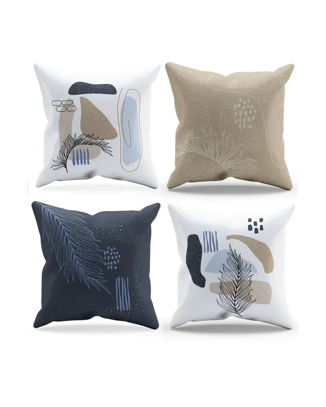 Double-Sided Printed Tüy Series Pattern Set of 4 Coordinated Suede Cushion Cover - PLG157 - 3