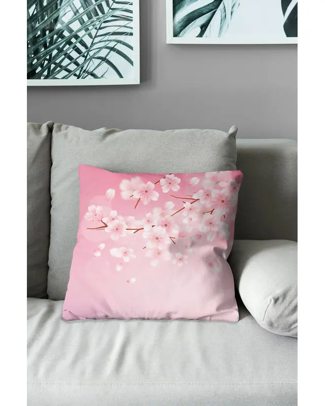 Double-Sided Printed Japon Sonbaharı Pattern Set of 3 Coordinated Suede Cushion Cover - 3