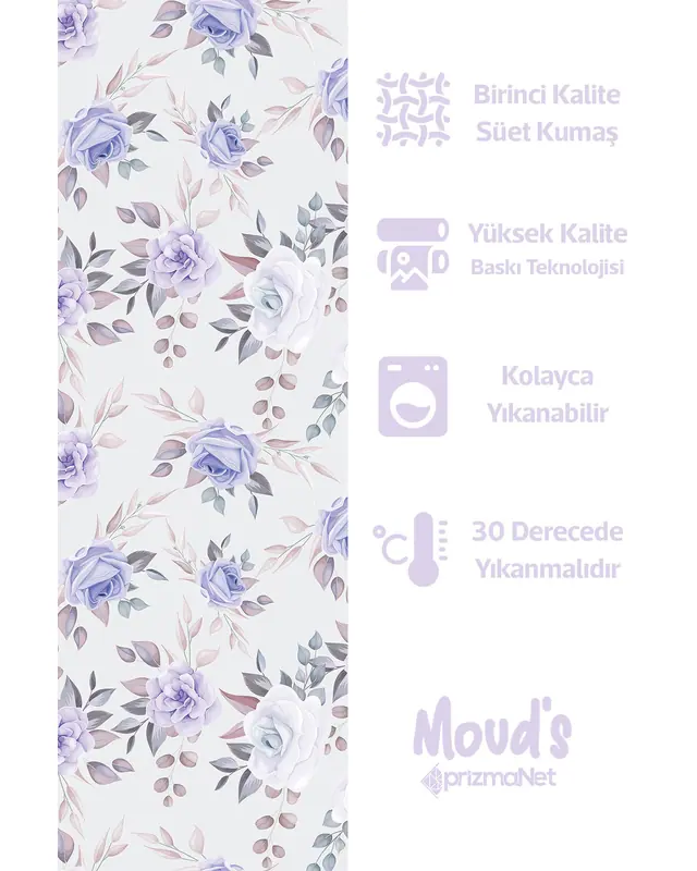 Light Lilac Rose Rectangular Easy-Care Suede-Feel Tablecloth - MS-139 - 2