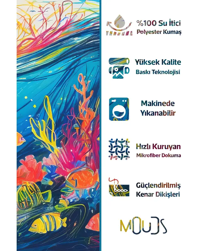 Banyo Perdesi, Renkli Balıklar Desenli Duş Perdesi, Küvet Perdesi, Halka Hediyeli 175x200cm BP-01 - 2