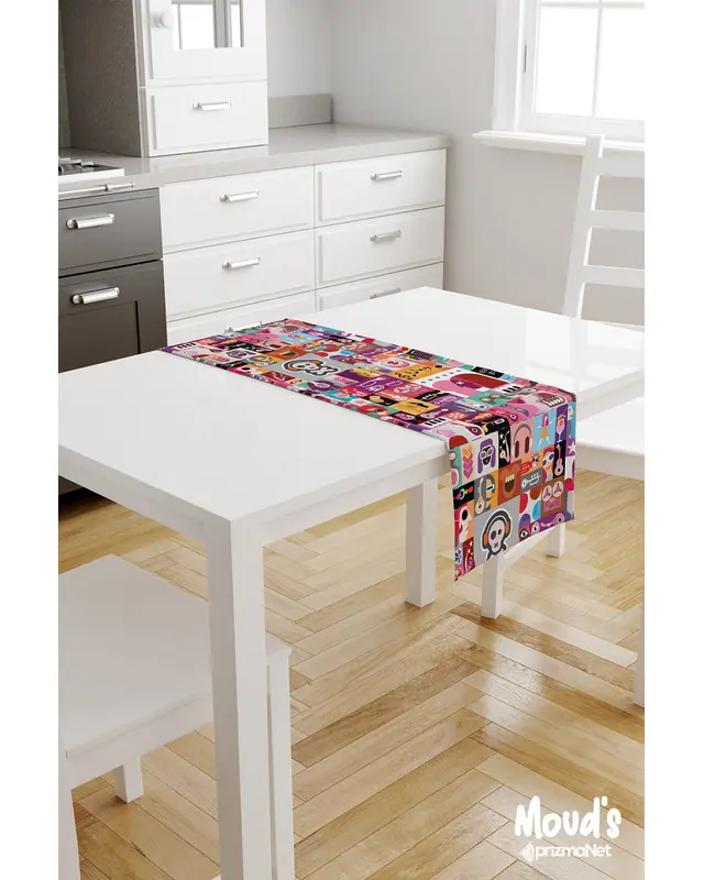 Music Board Pattern Printed Suede Table Runner - 2